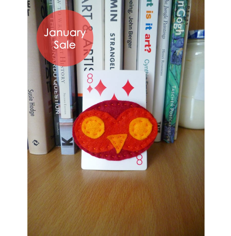 Sale - Free Postage - Felt Owl Brooch