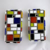 Pair of Mini Mondrian Mosaic Garden Hangers