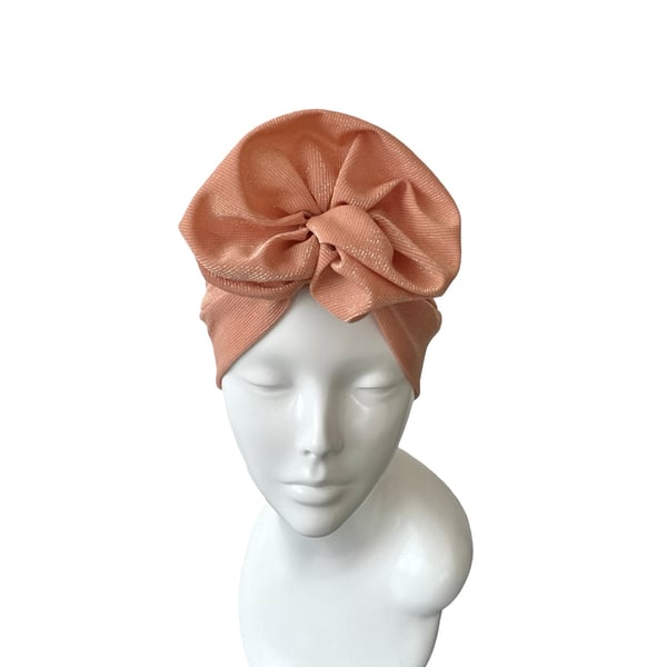 Salmon Pink Women's Turban Hat for Hair Loss, Turban Head Wrap, Cancer Hat