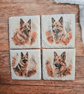 German Shepherd Dog Decoupaged Slate Coaster Set of 4