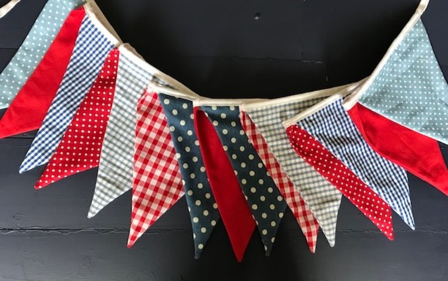 Special order for SH: two strings of red, white and blue bunting 