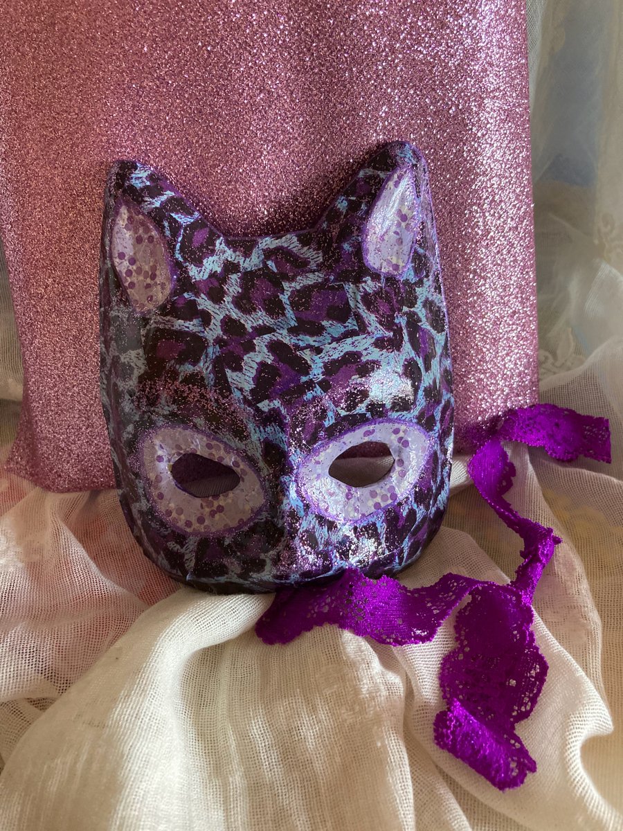 cat mask in purple cuteness