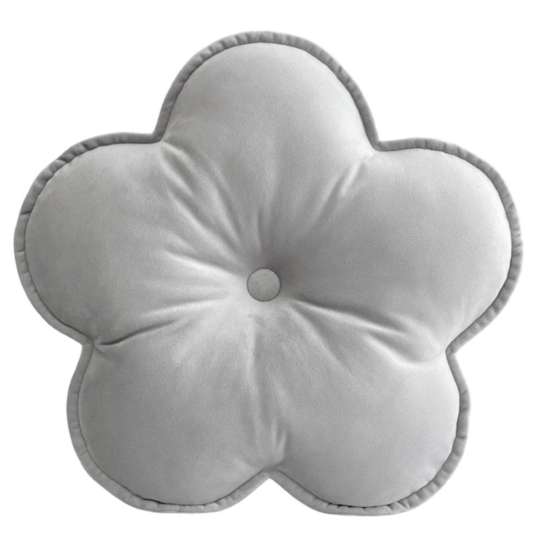 Silver Grey Velvet Flower Shaped Cushion Decorative Throw Pillow Nursery Decor