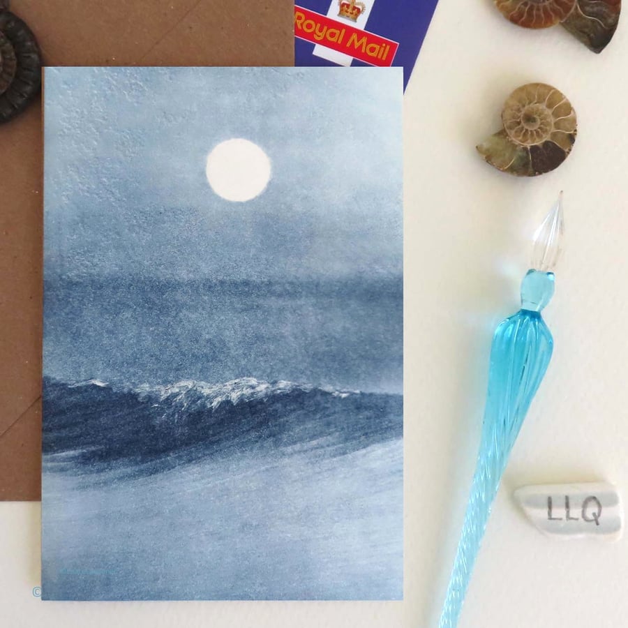 Moon and mist II art card notelet cello free