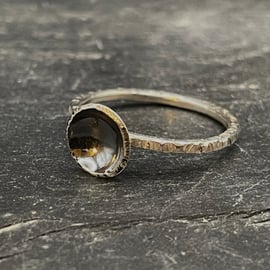 Handmade, Recycled Sterling Silver Ring-oxidised disk