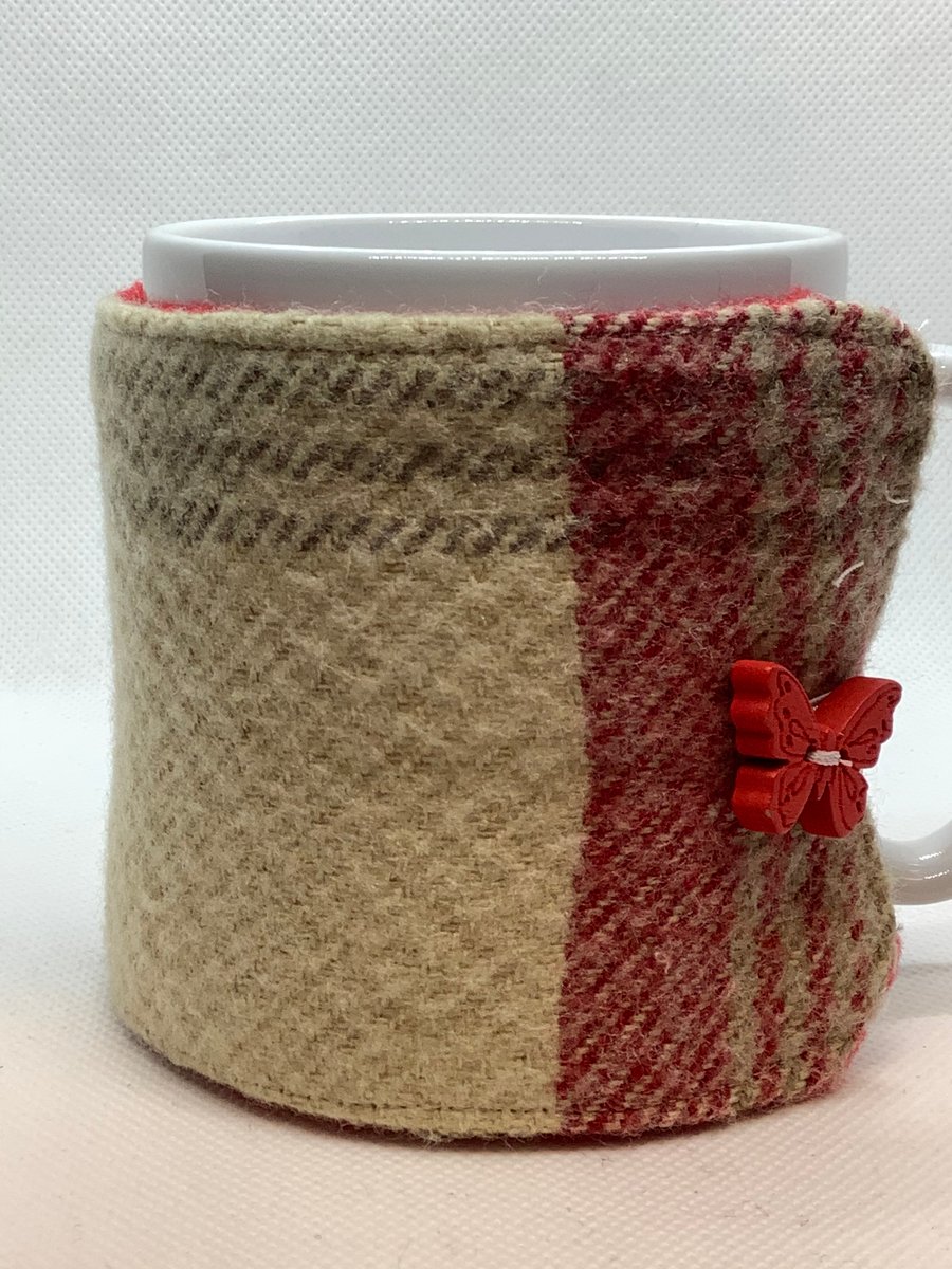 Thick Beige Coffee Mug Cosie, Beige Mug Wrap