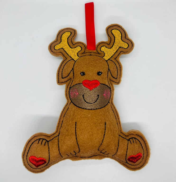 Embroidered Hanging Reindeer stuffie