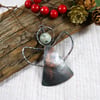 Angel Hanging Decoration. Copper with Kiwi Jasper Gemstone