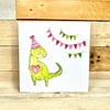 Dinosaur Valentines Card, dino lover, handmade valentine card, boyfriend, him