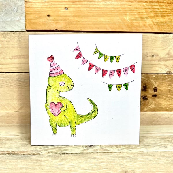 Dinosaur Valentines Card, dino lover, handmade valentine card, boyfriend, him