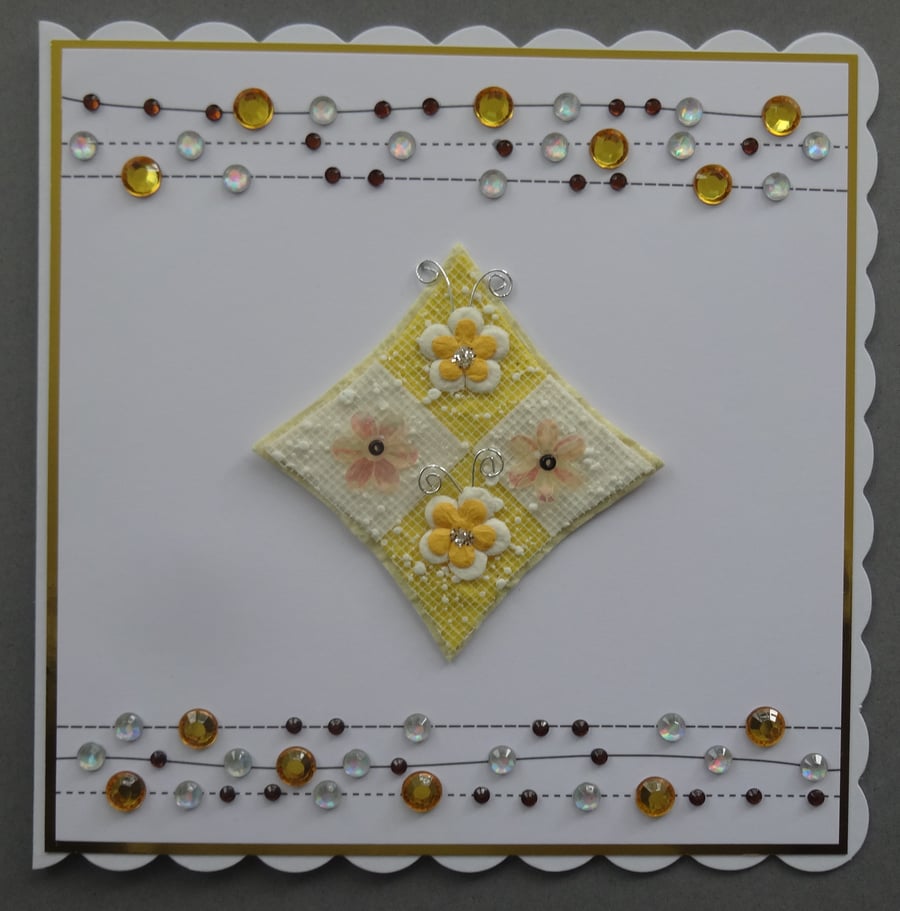 Any Occasion Flowers Card Thank You Birthday Hello Gems Cheerful Yellow