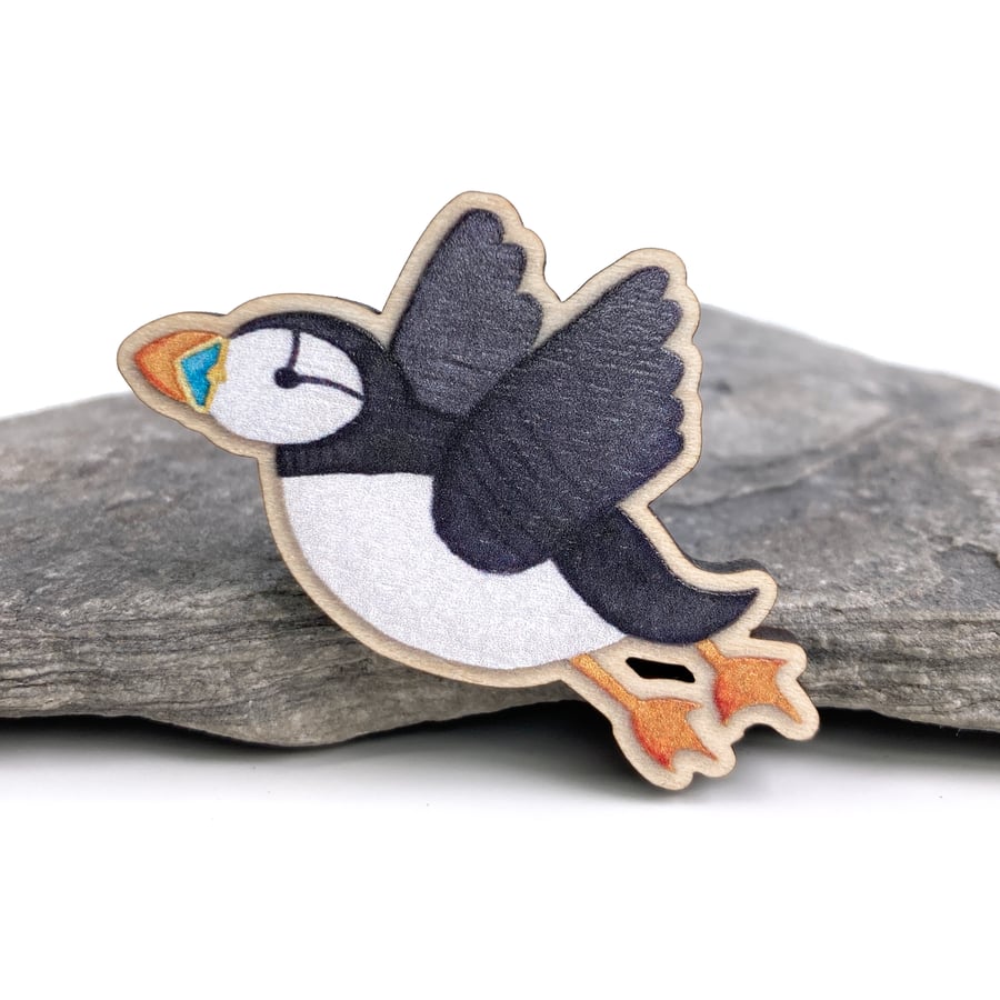 Puffin Fridge Magnet - Maple Wood Magnet - Seaside Kitchen Coastal Decor