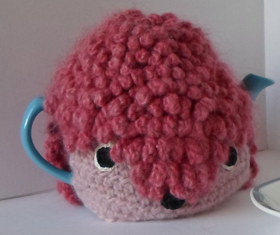 Crochet Rose the hedgehog tea pot cosy