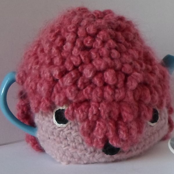 Crochet Rose the hedgehog tea pot cosy
