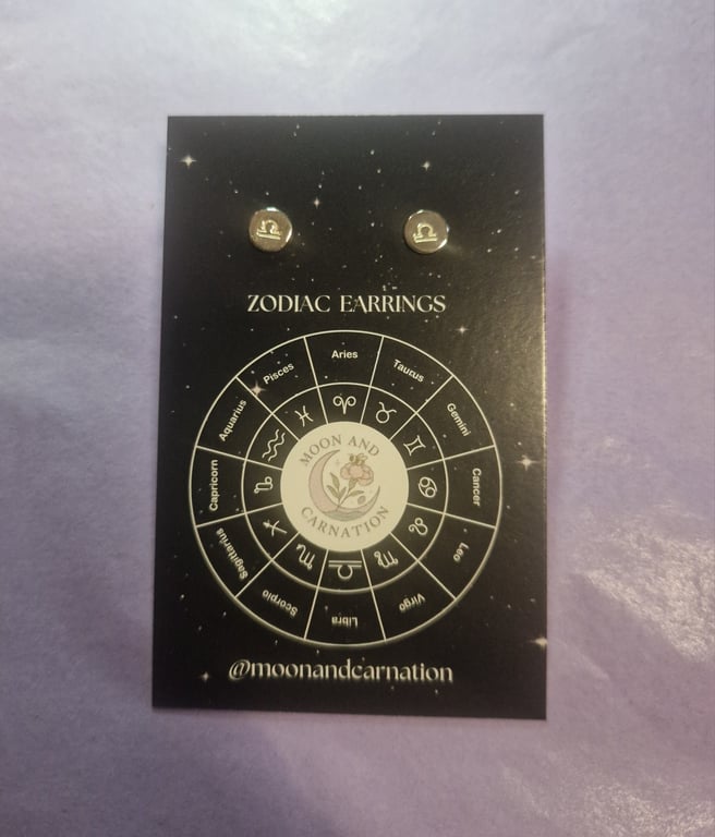 Dainty sterling silver Libra zodiac studs 
