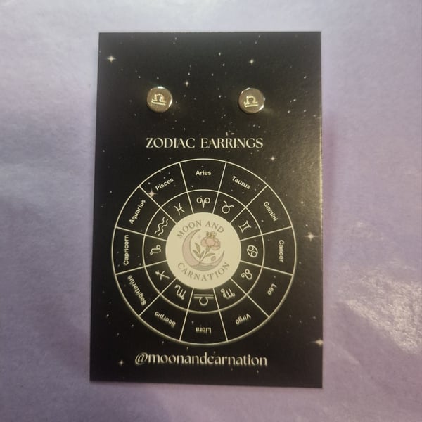 Dainty sterling silver Libra zodiac studs 
