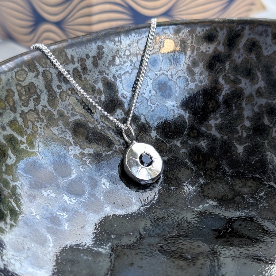 HANDMADE Recycled Natural Black Sapphire star nugget pendant