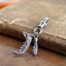 Sterling Silver Weasel Jaw and Leaf Bud Pendant Charm