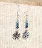 Snowflake earrings with blue Swarovski crystals, silver plated - Image 3
