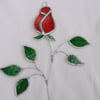 Stained Glass Rose Suncatcher - Red Streaky