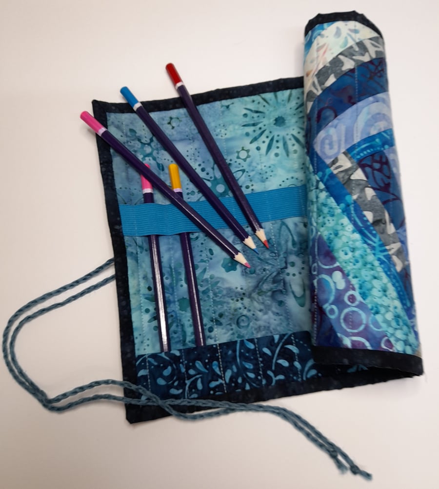 Blue Batik Pencil or Brush Wrap