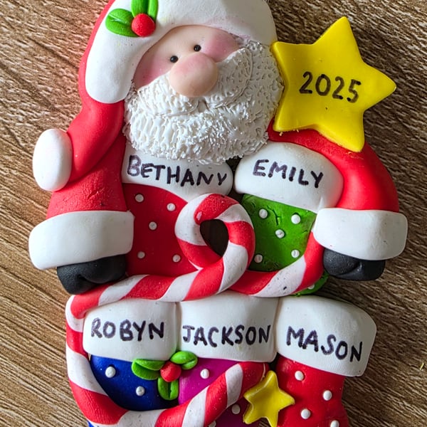 Personalised Santa Hanging Stockings Christmas Tree Ornament