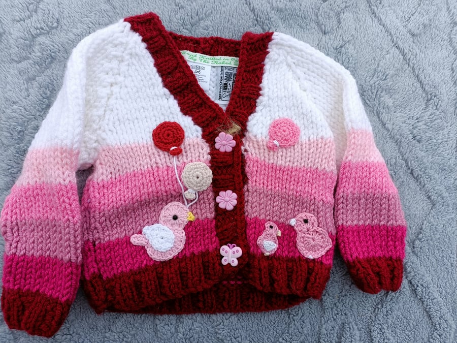 Hand Knitted striped childrens cardigan 