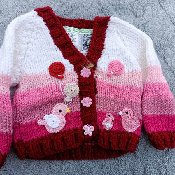 Hand Knitted striped childrens cardigan 