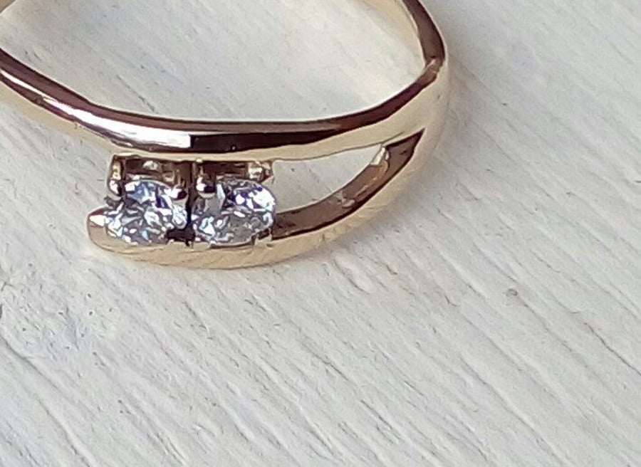 Ring Handmade Gold set with 2 diamonds
