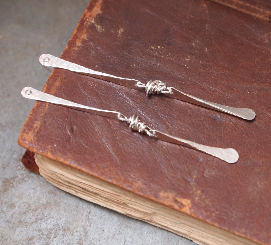 Long sterling silver dangle stud earrings