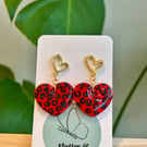 Wild at Heart: Leopard-Print Love Drop Earrings Red 
