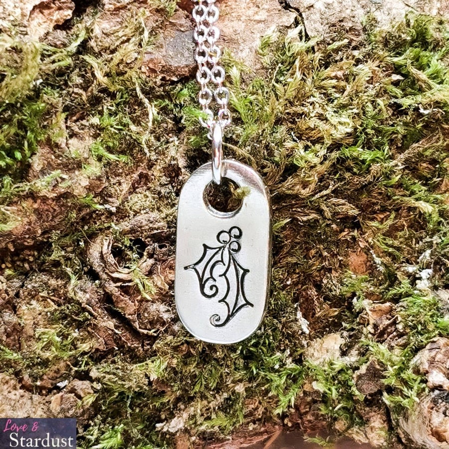 HOLLY Hand Stamped Pewter Necklace