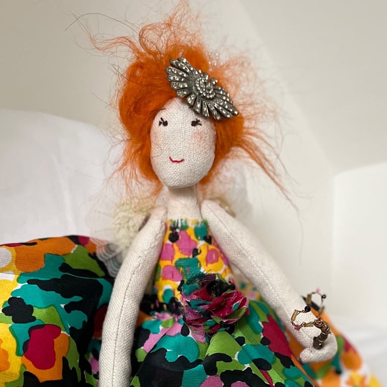 Fairy handmade ornament - Zara - reclaimed fabrics, tree topper