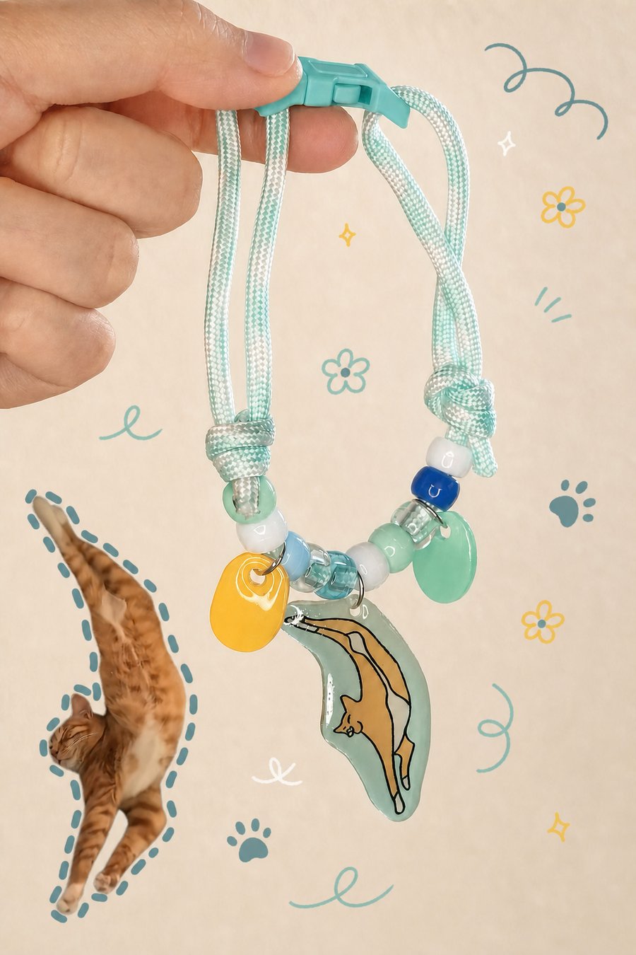 Main Character Cat – Handmade Original Pet Illusration Pet Collar