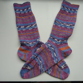 Knitted Ribbed Wool Socks Size 6 to 7