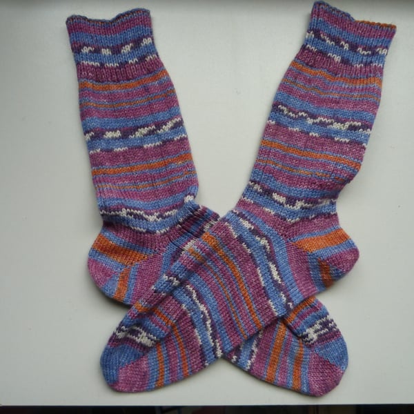 Knitted Ribbed Wool Socks Size 6 to 7