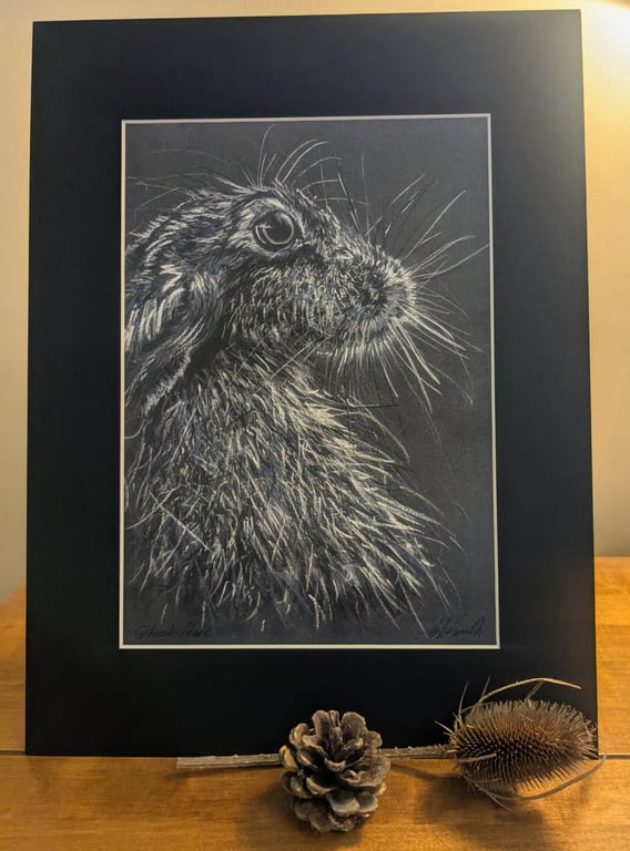 Ghost Hare - an A3 or A4 signed print of an original drawing