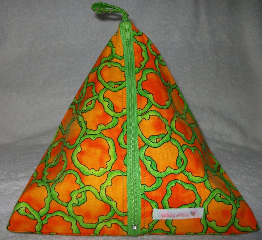 Pyramid Purse in Orange and Green