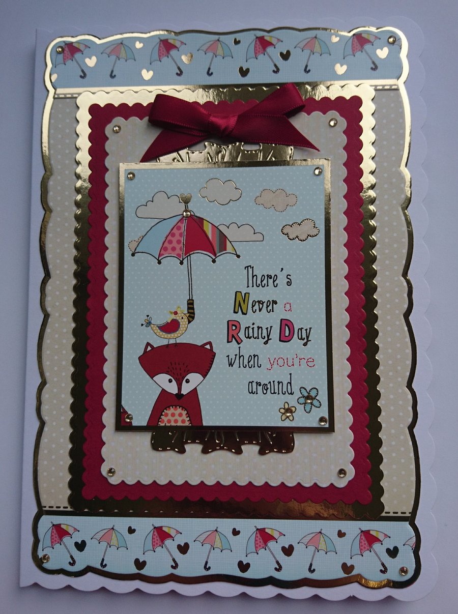Friend Thank You Card There's Never A Rainy Day When You're Around Happiness
