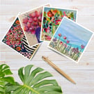 Square Flower Art Postcards