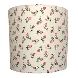 Handmade Vintage Lampshades in Cream Cotton Fabric with Pink Roses 