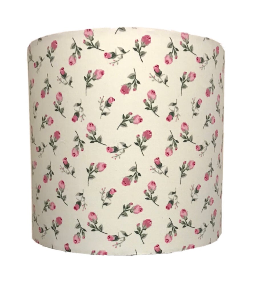 Handmade Vintage Lampshades in Cream Cotton Fabric with Pink Roses 