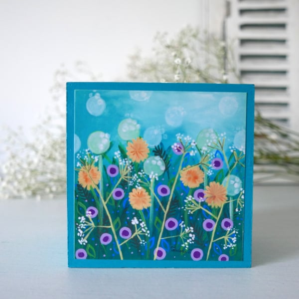 Turquoise Trinket Box, Jewellery Storage, Gift Box, Floral Art Print