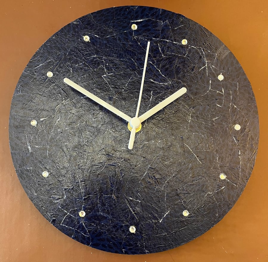 Decoupage Clock - blue crackle style pattern