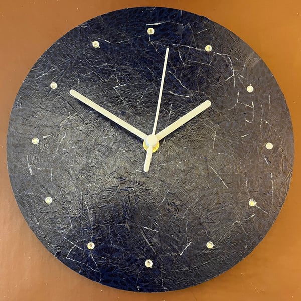 Decoupage Clock - blue crackle style pattern