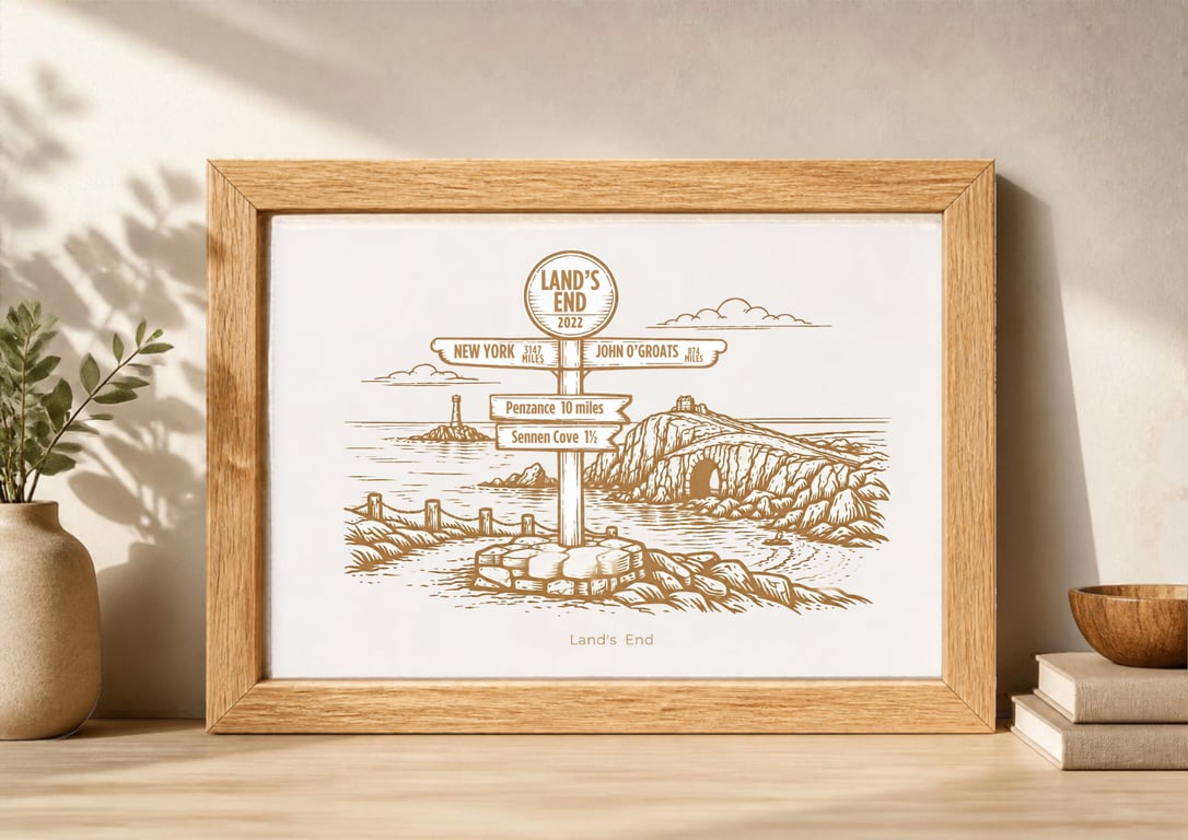 Laser engraved Land's End Cornwall