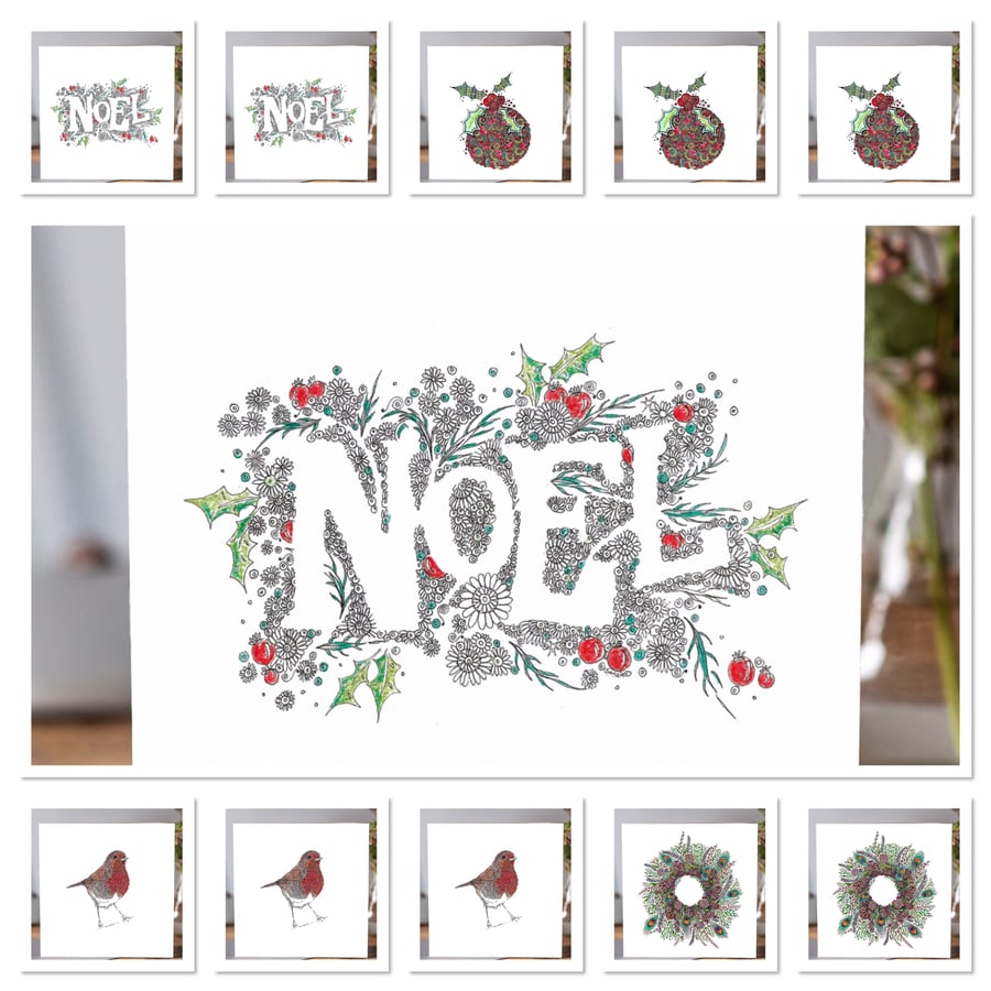 9 pack of Christmas cards x 3 different design 