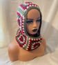 Handmade Crochet Granny Square Balaclava Hood - Winter Hooded Cowl in Green - Image 2
