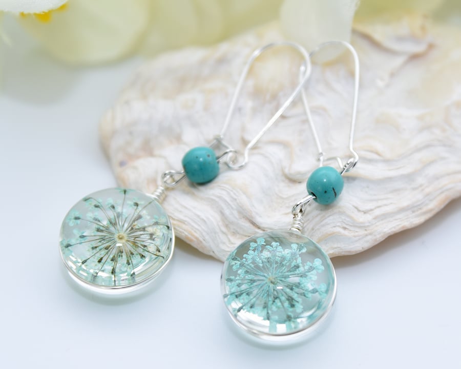 Turquoise Queen Anne's Lace Earrings