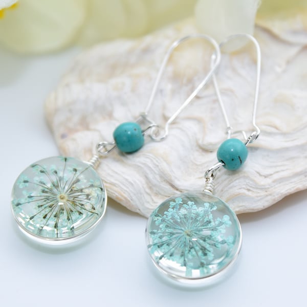 Turquoise Queen Anne's Lace Earrings